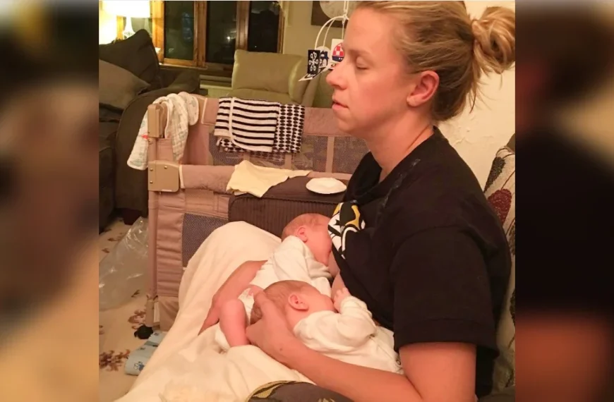 Husband snaps ‘unflattering’ photo of wife asleep breastfeeding twins that makes headlines
